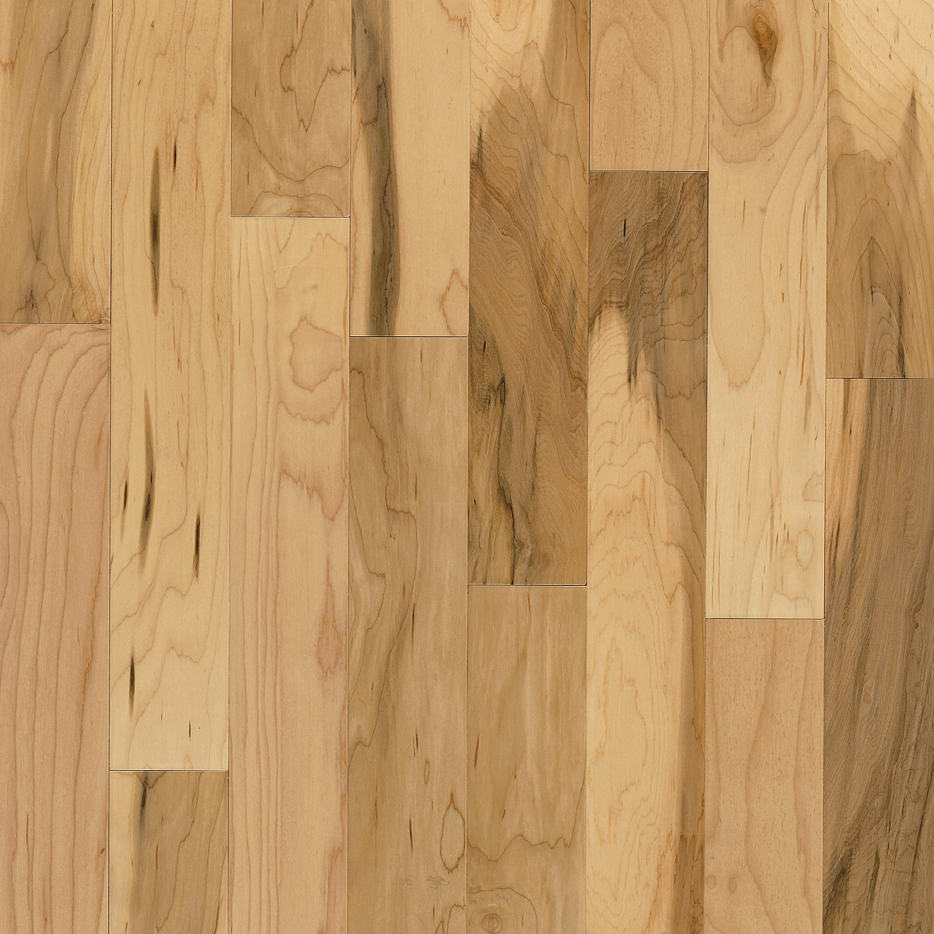 Plano Country Natural 2-1/4" Wide Maple Solid Hardwood Flooring, 3/4" Thick, High Gloss Urethane Finish, USA Made - ShippingFloors