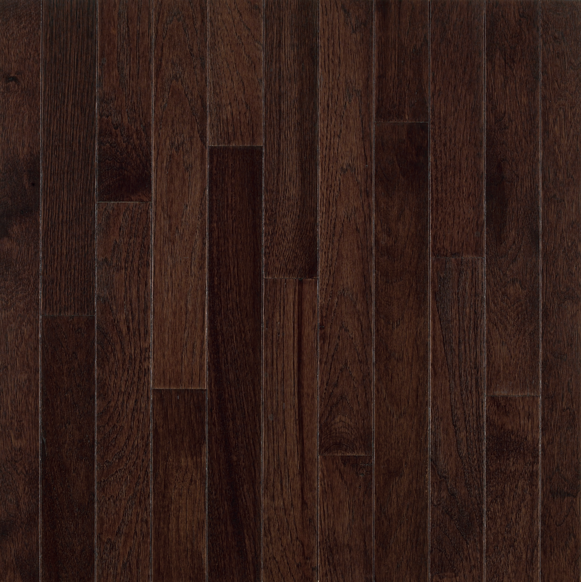 Frontier Shadow 3-1/4" Solid Hickory Hardwood Flooring - Dark Brown, Micro-Edge, Varying Length Planks, Made in USA - ShippingFloors